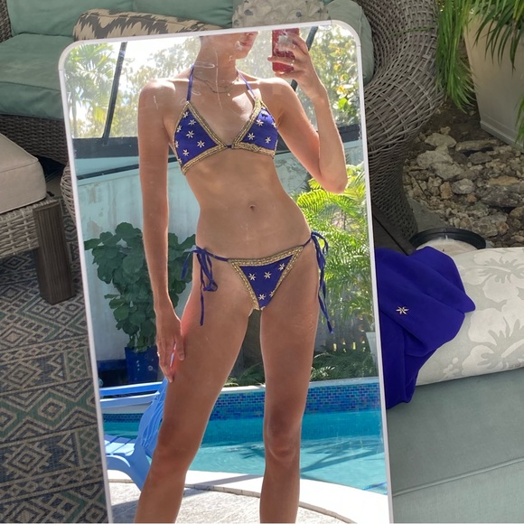 Couture Handmade Royal Silk Star Bikini & Cover Up - Picture 7 of 11